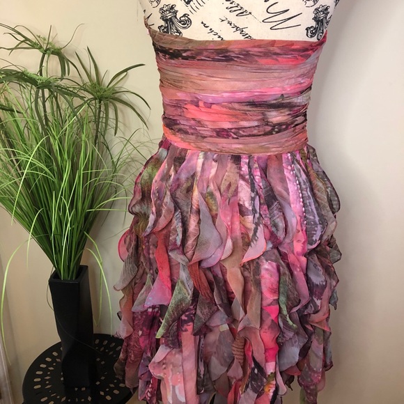 Cache Strapless Multicolor Dress with Ruffles - Picture 7 of 11
